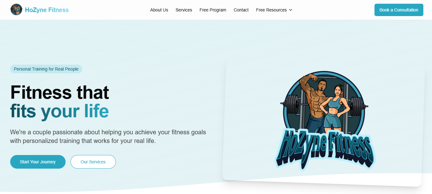 HoZyne Fitness Website Screenshot
